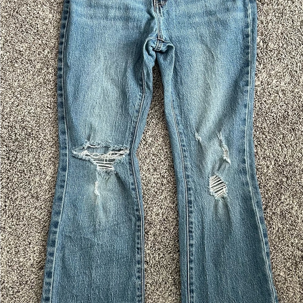 Old Navy Blue Distressed Flare Jeans